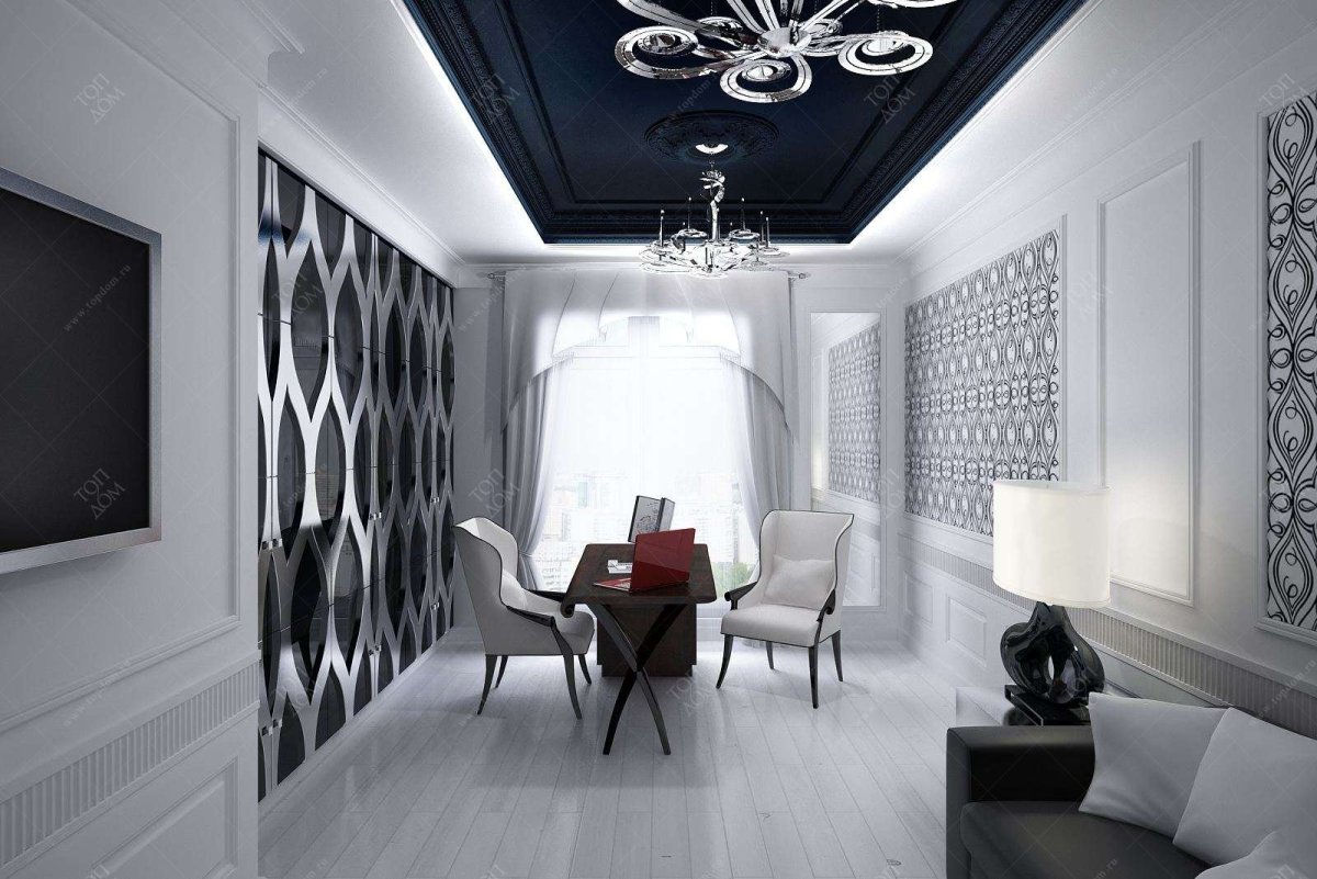 Кабинет с черным потолком