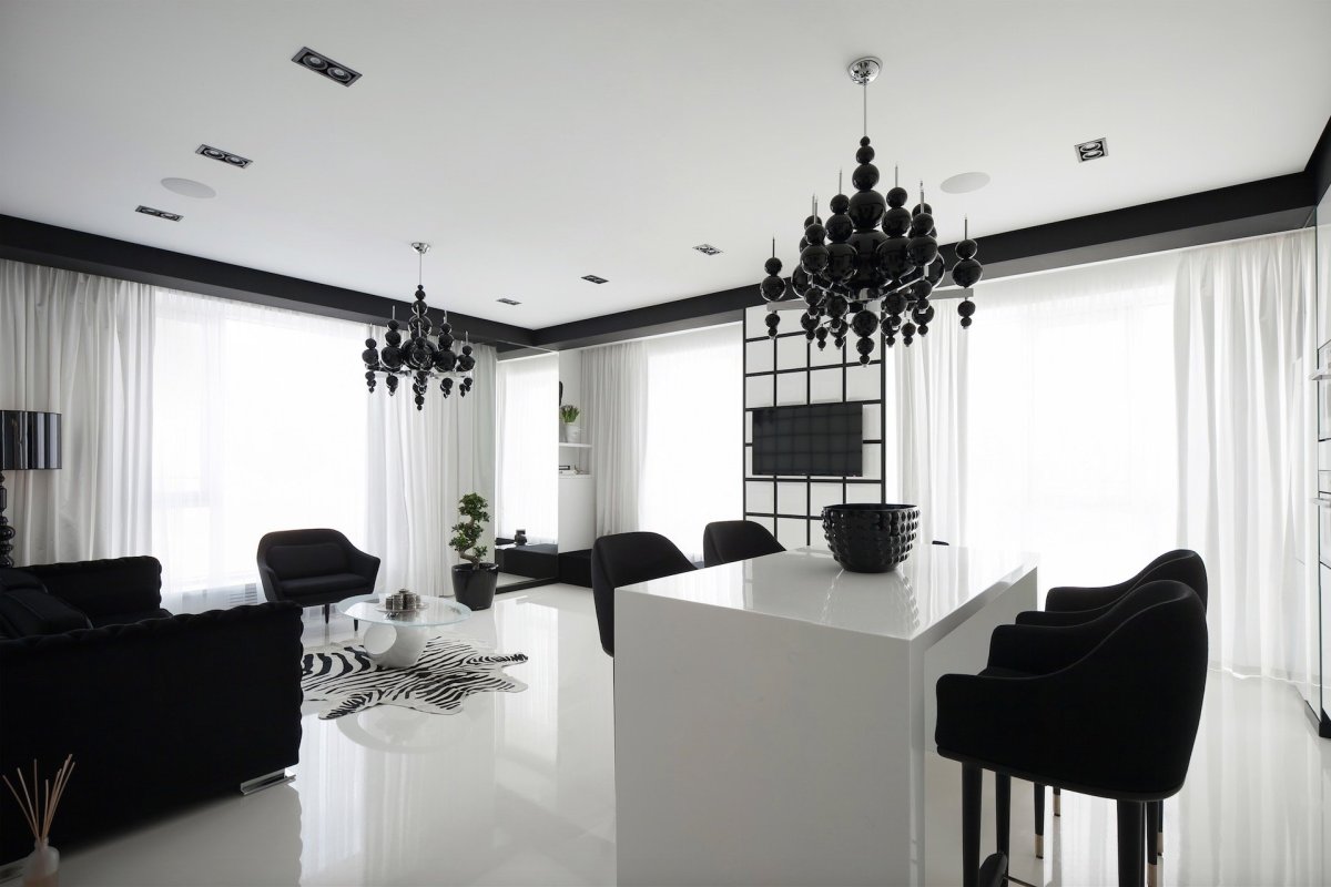 Черно белый стиль в интерьере