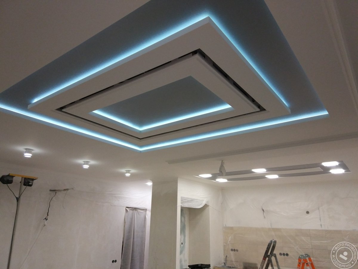 Потолок из гипсокартона с подсветкой
