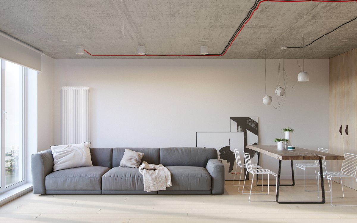 Крашеный бетонный потолок