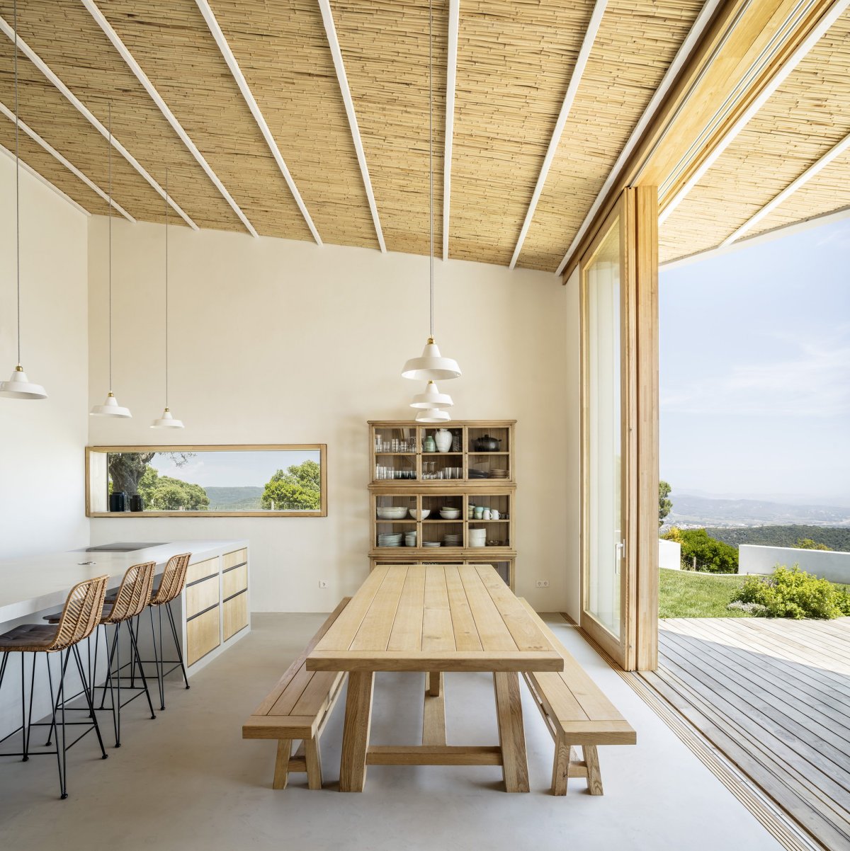 Wooden Interior with greenery
