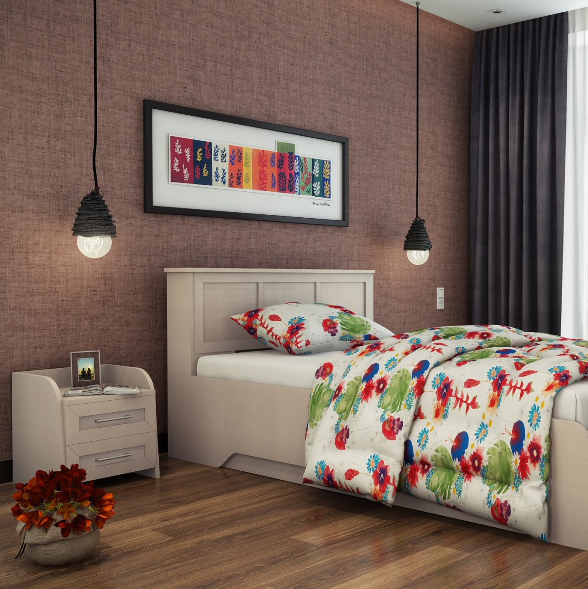 Спальня с односпальной кроватью