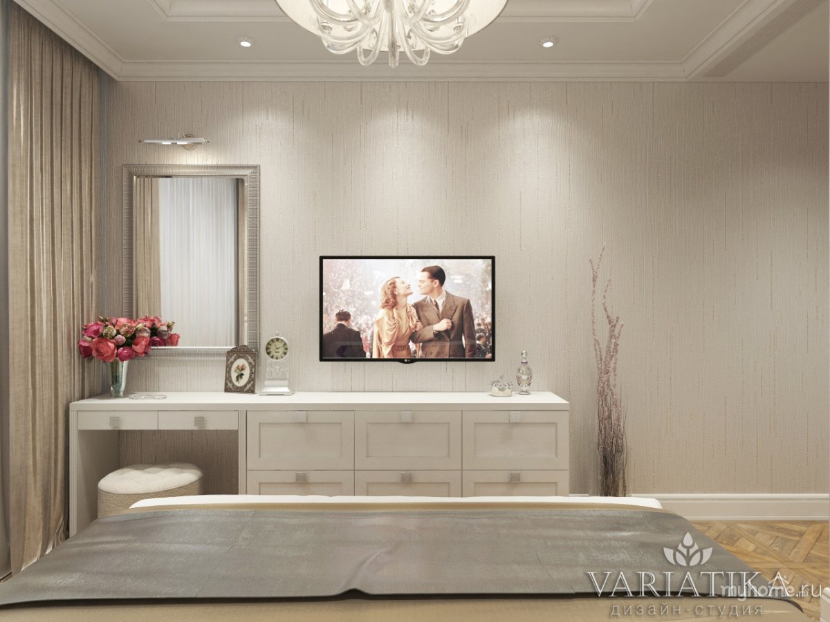 Комод в спальню под телевизор с туалетным столиком