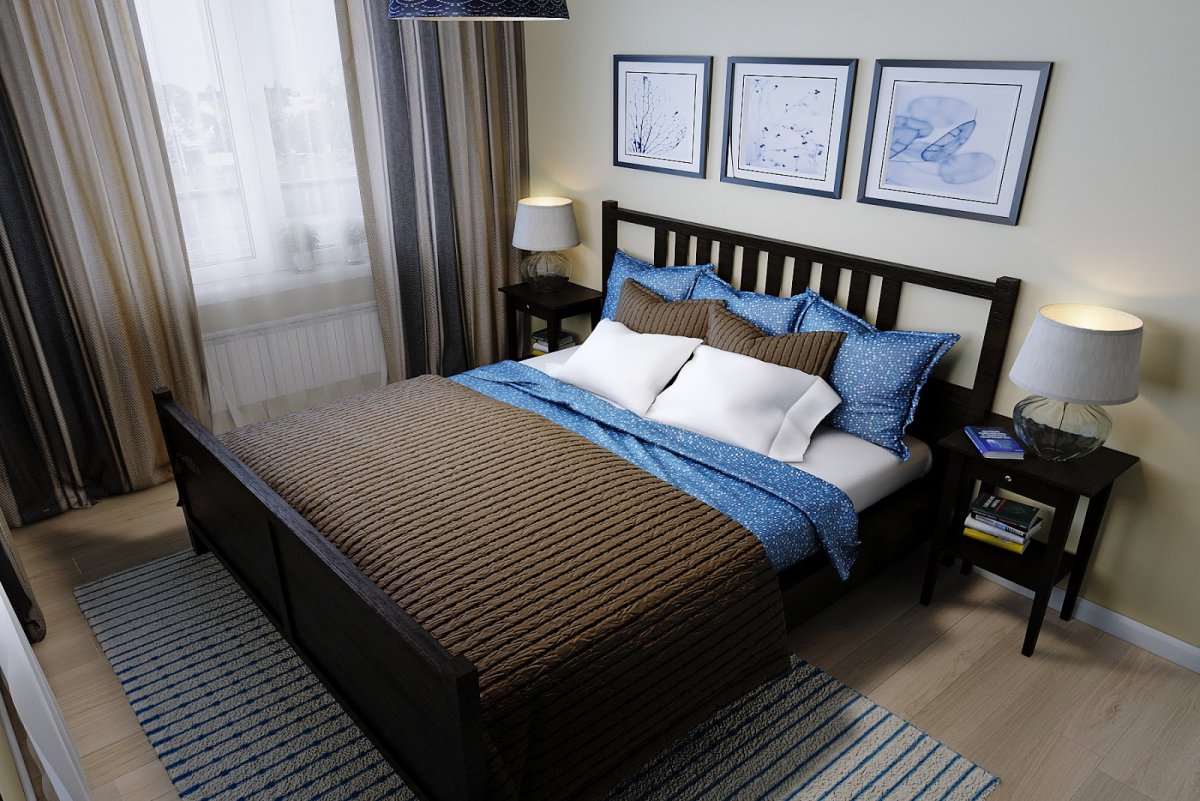 Коричневая спальня икеа в интерьере