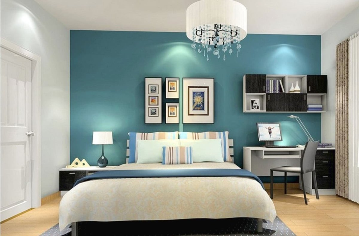 Спальня в цвете петроль