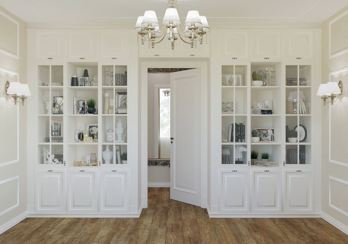 Шкаф со стеклом в гостиную белый