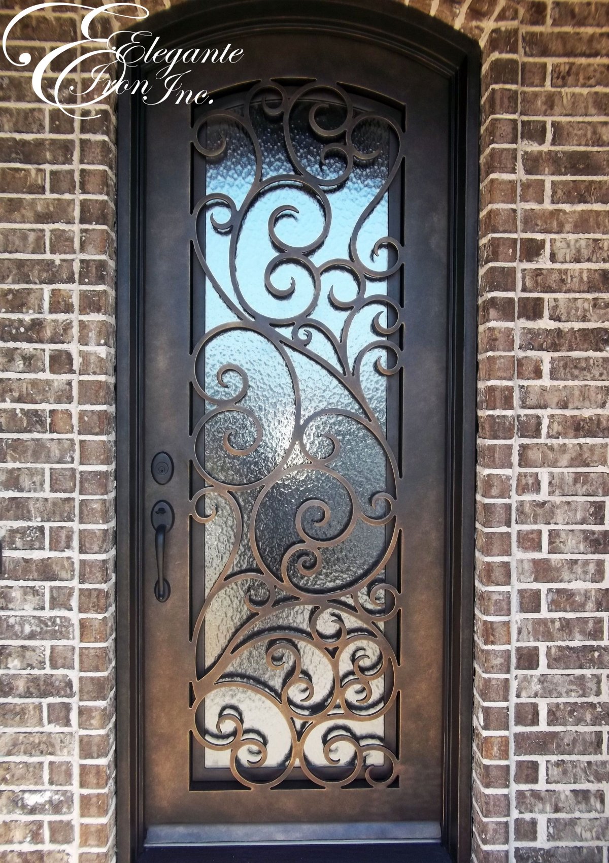 Двери кованые с аркой и наличником