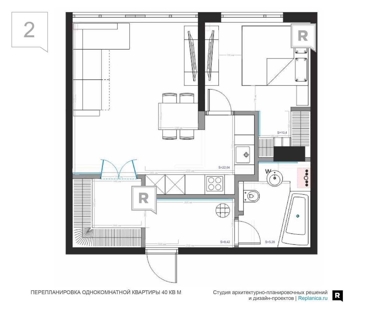 Планировка студии 40м2 дизайн