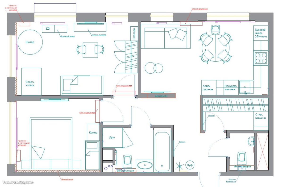 Евротрешка планировка 60 кв
