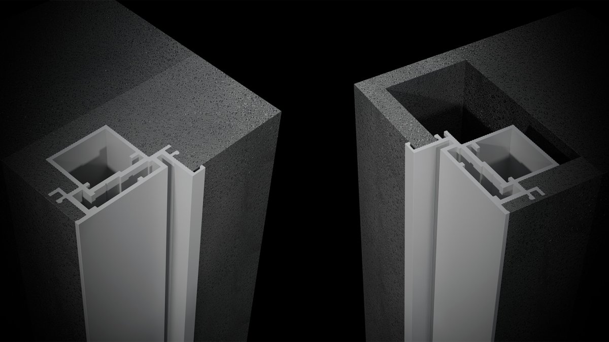 Алюминиевая коробка для дверей скрытого монтажа