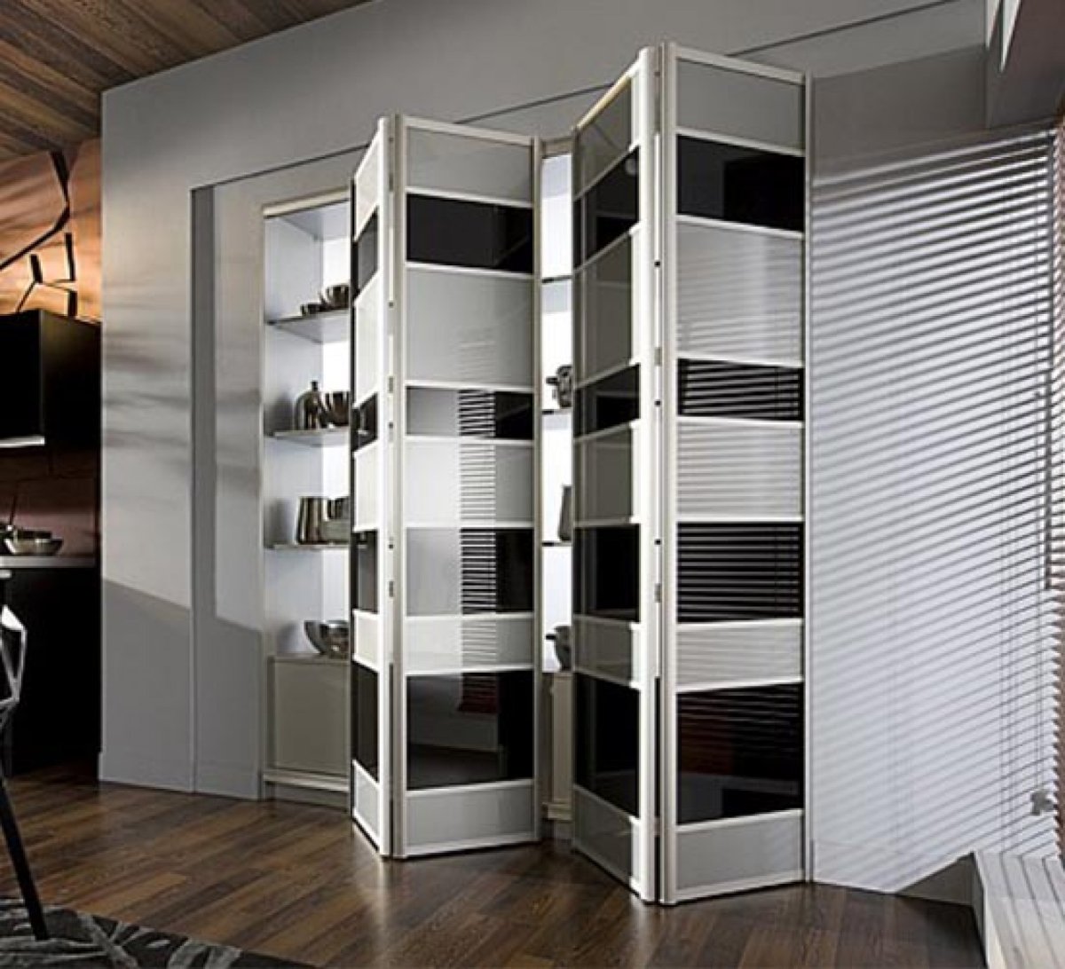 Двери гармошки для гардеробных