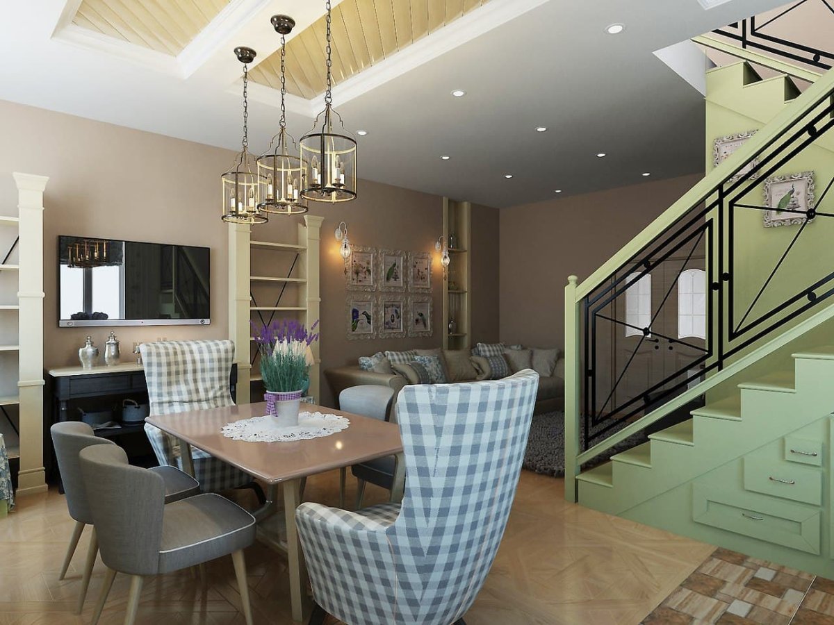 Кухня гостиная в европейском стиле