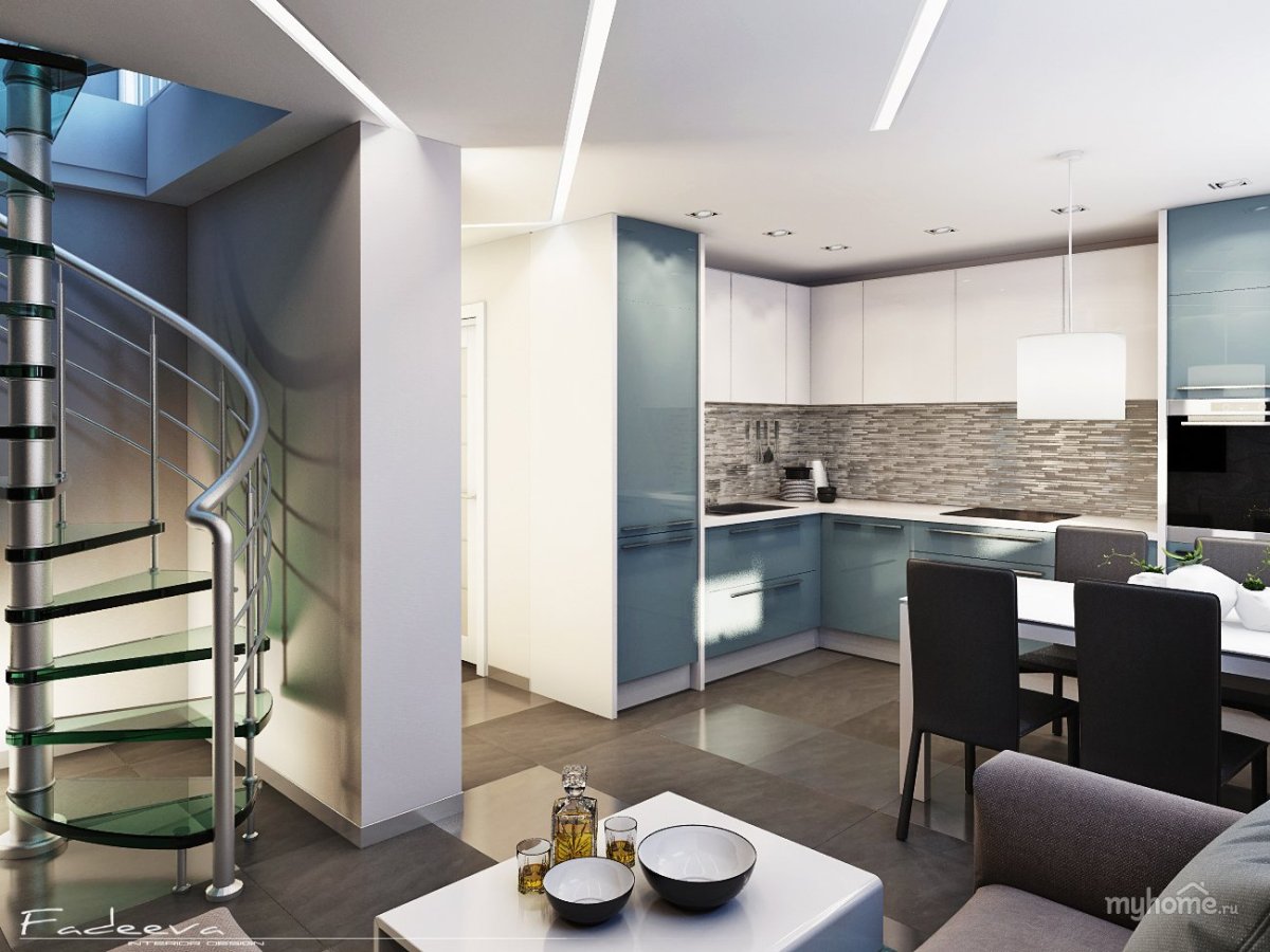 Кухня в двухуровневой квартире