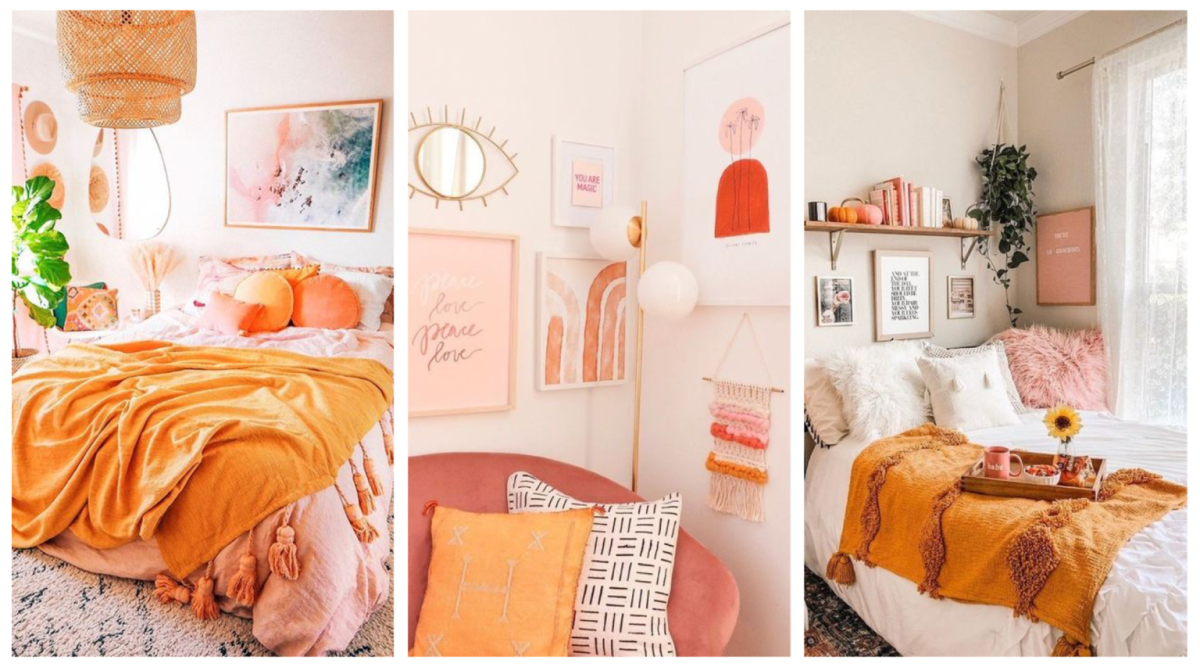 Pink Bedroom with Orange