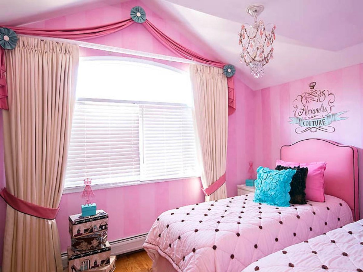 Шторы розовые для девочки-подростка