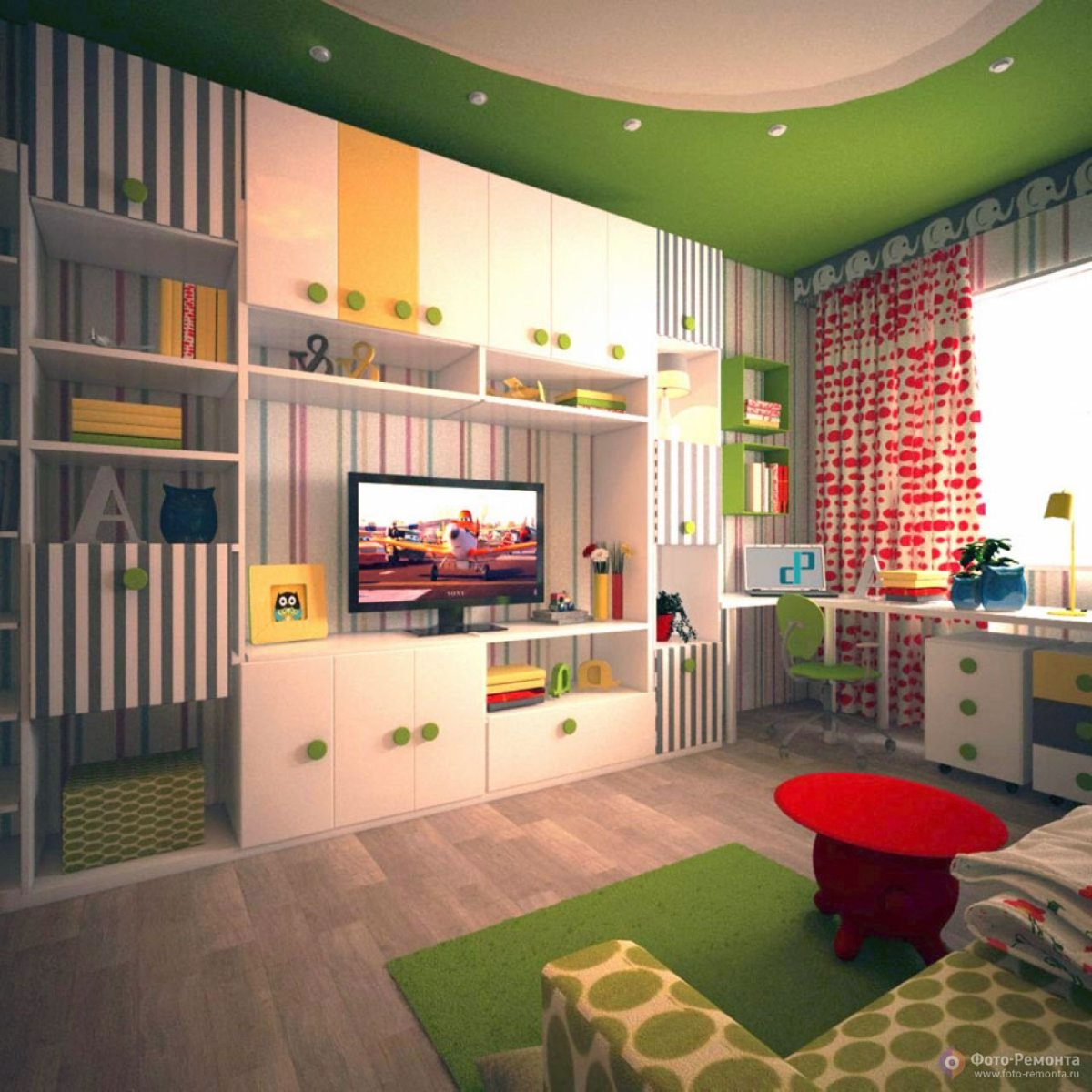 Планировка большой детской комнаты