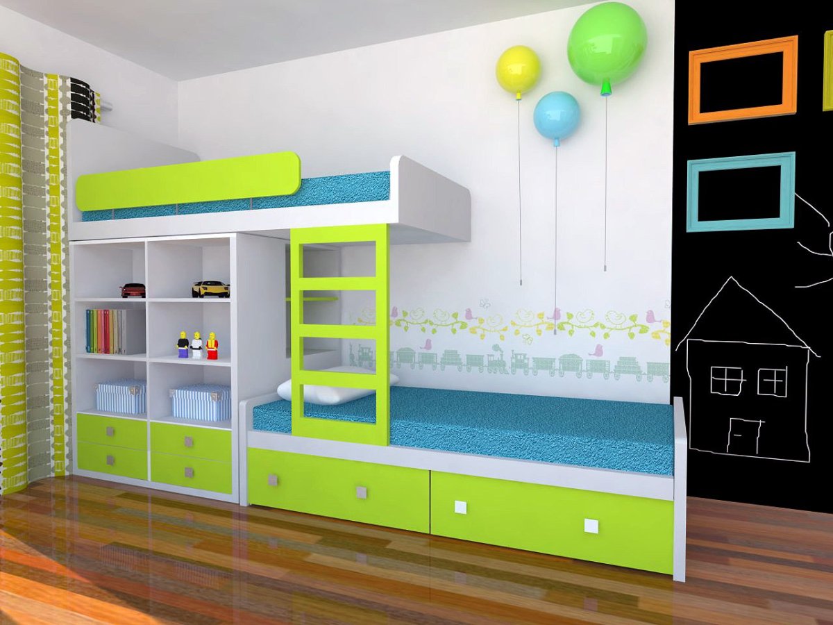 Двухъярусная кровать со смещением