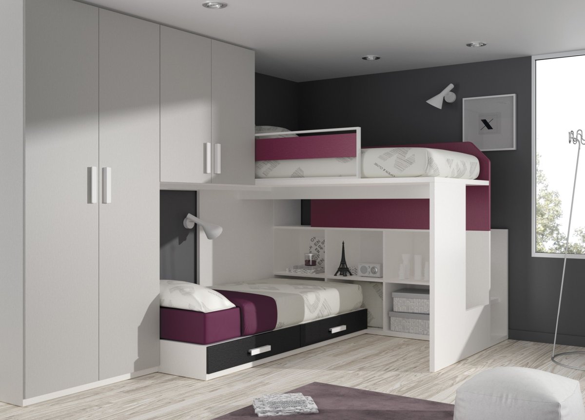 Детская комната двухъярусная кровать встроенная