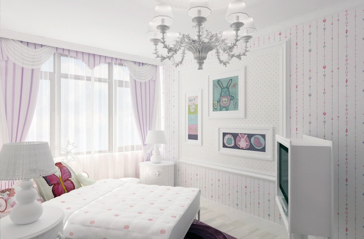 Спальня для девочки подростка в светлых тонах