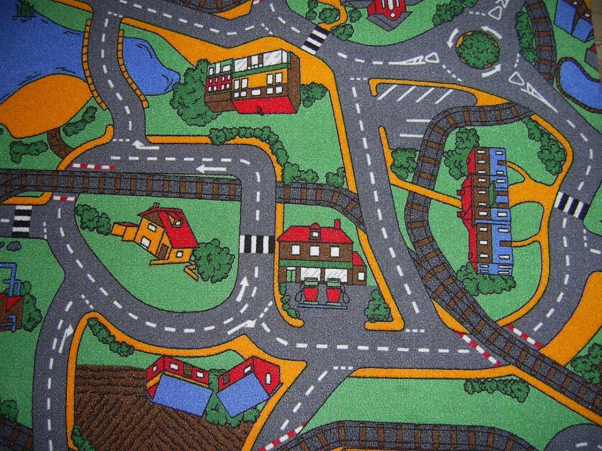 Детский коврик с дорогой