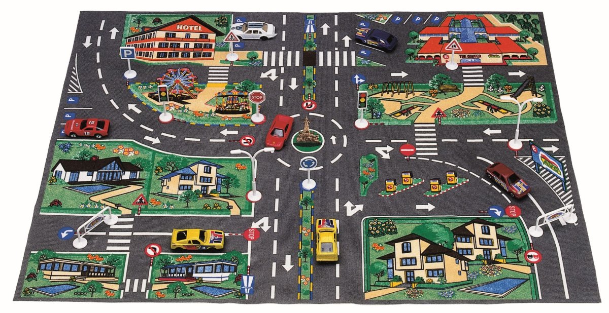 Игровой коврик "дороги для автомобилей" 80х70 см, в комплекте 3, 6 машинок