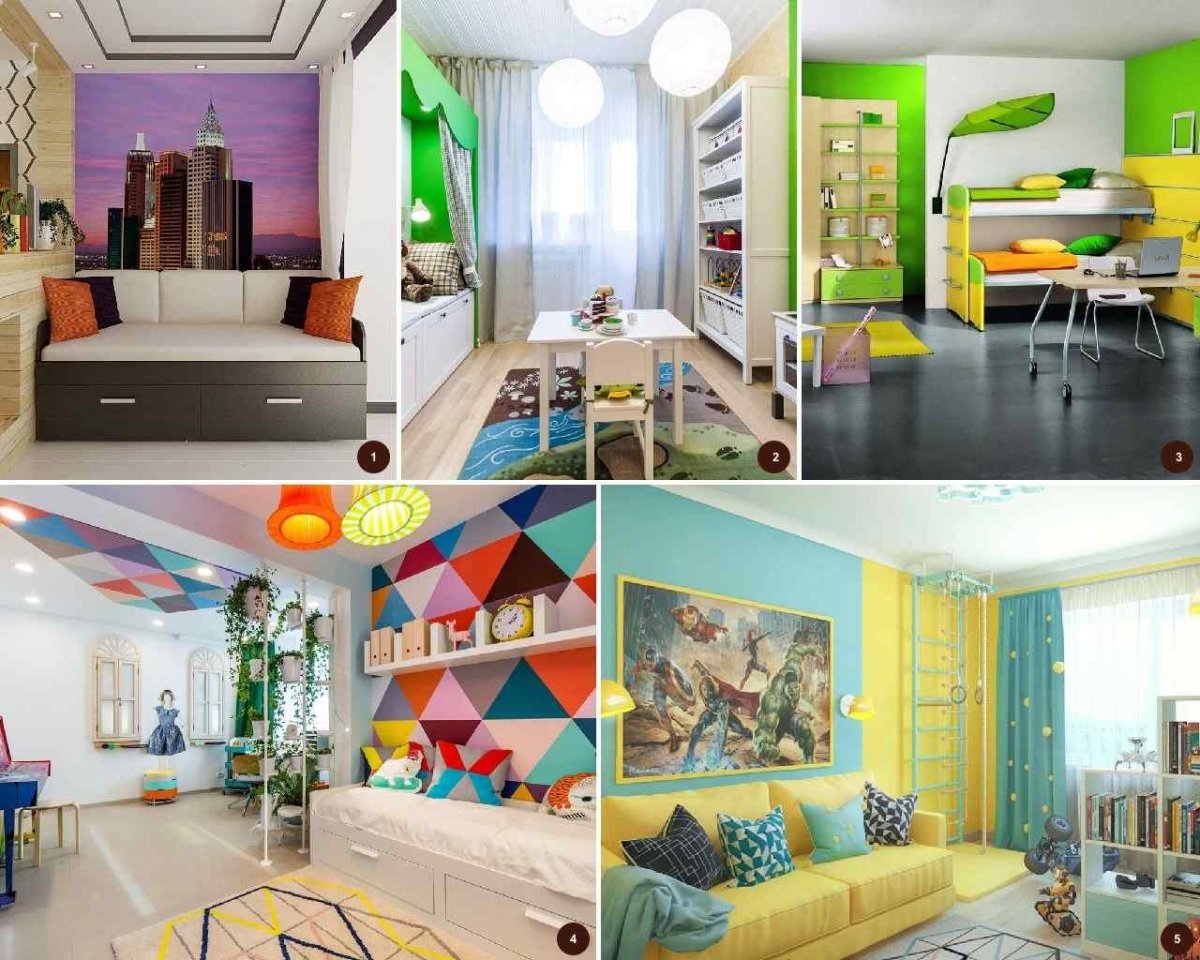 Зонирование большой детской комнаты