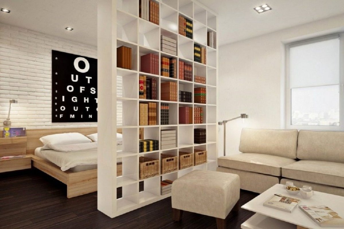 Стеллаж до потолка для зонирования