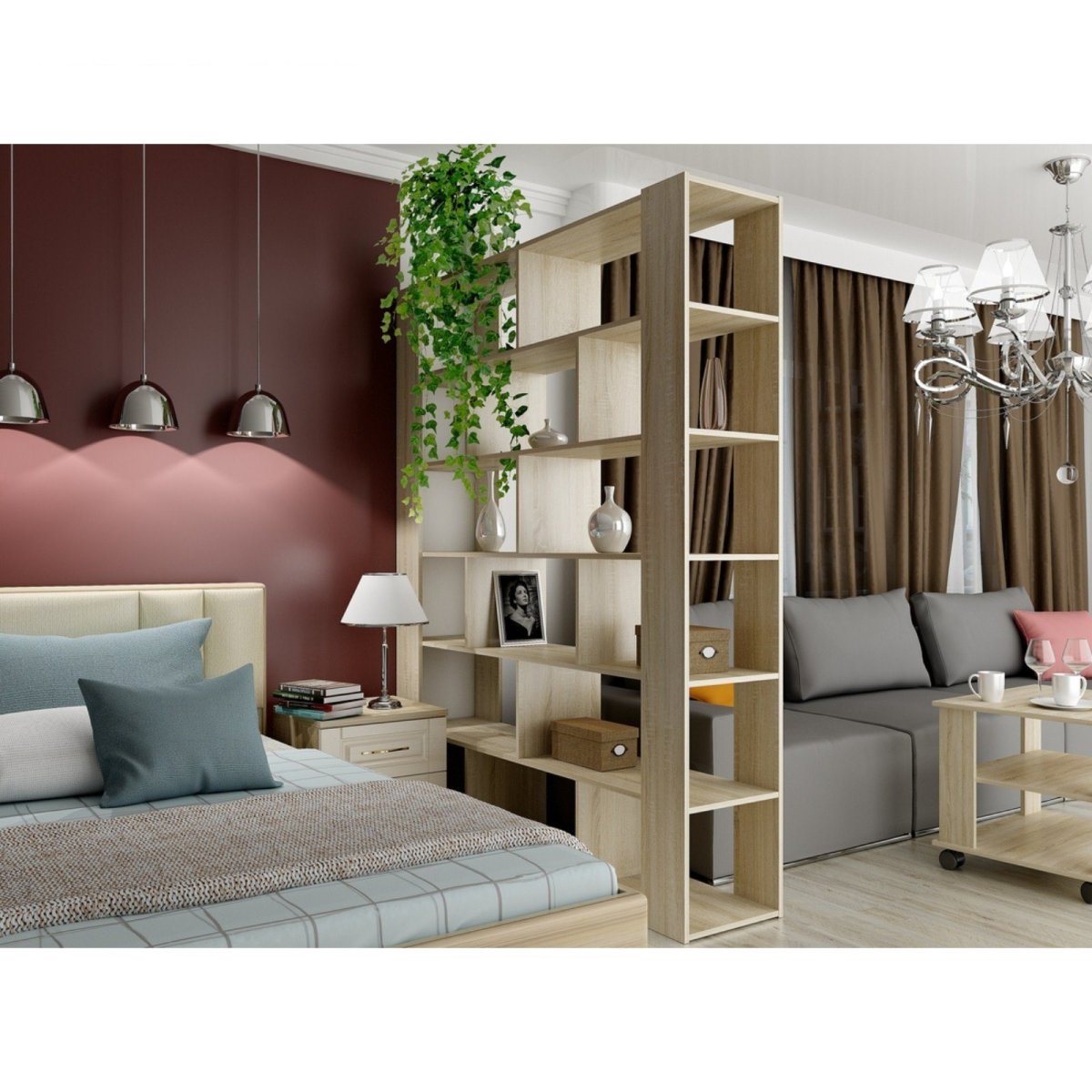 Стеллаж-перегородка 1664х372х2045 дуб сонома