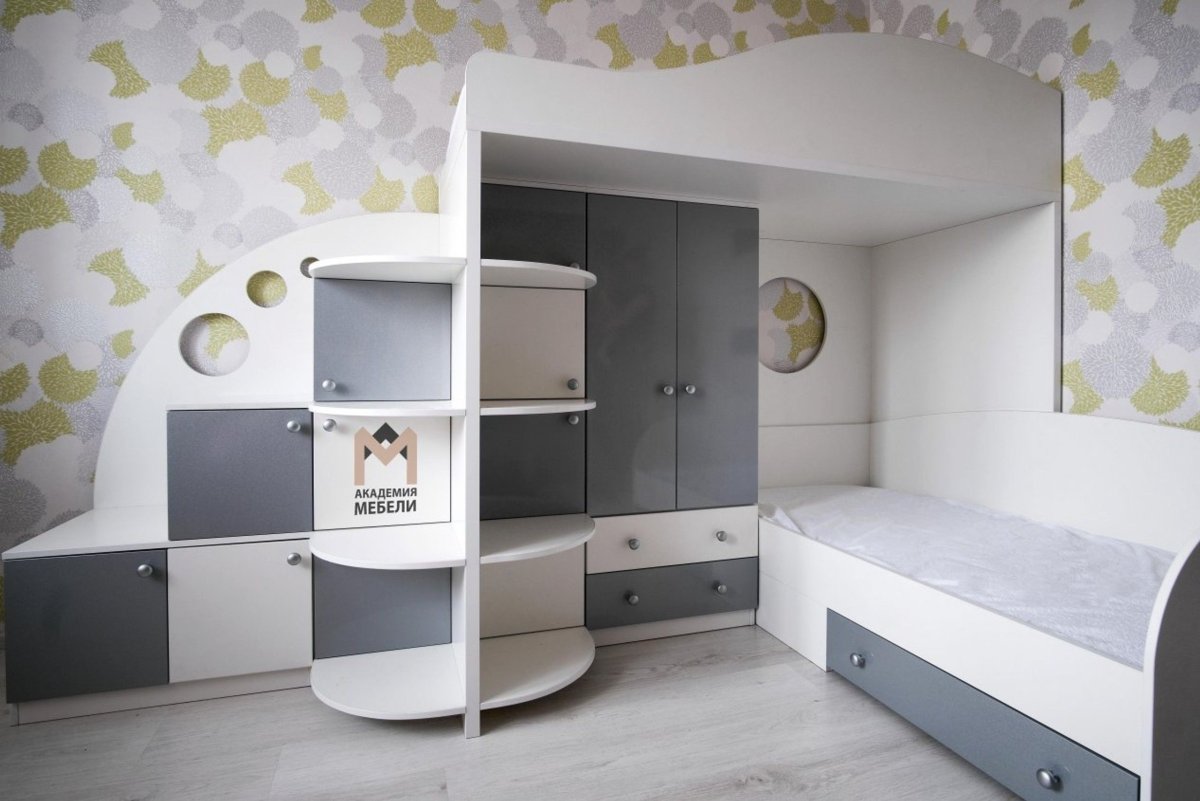 Шкаф для двух мальчиков черно белый