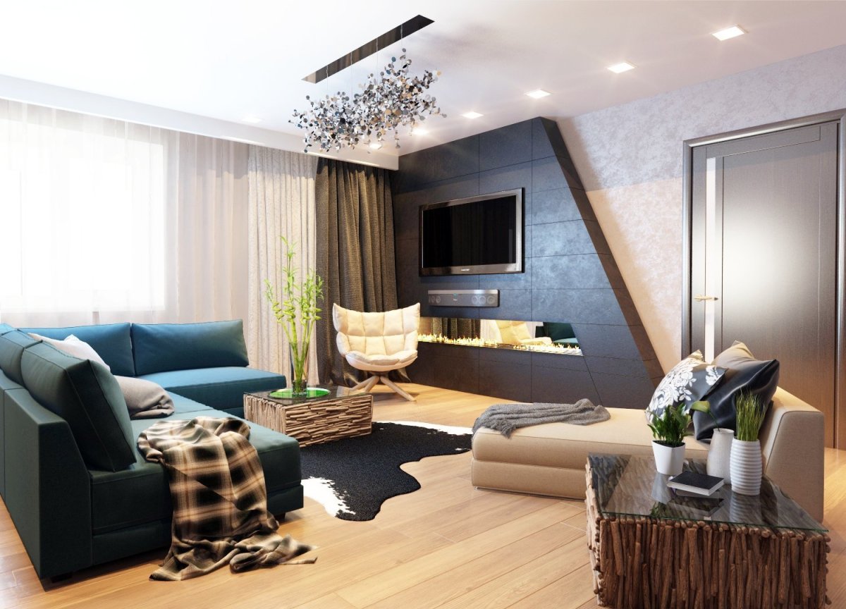 Гостиная неправильной формы