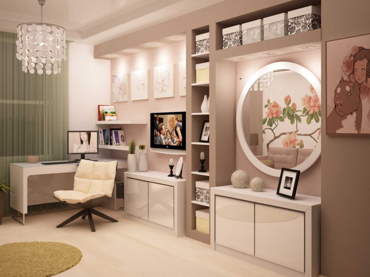 Мебель в комнате неправильной формы