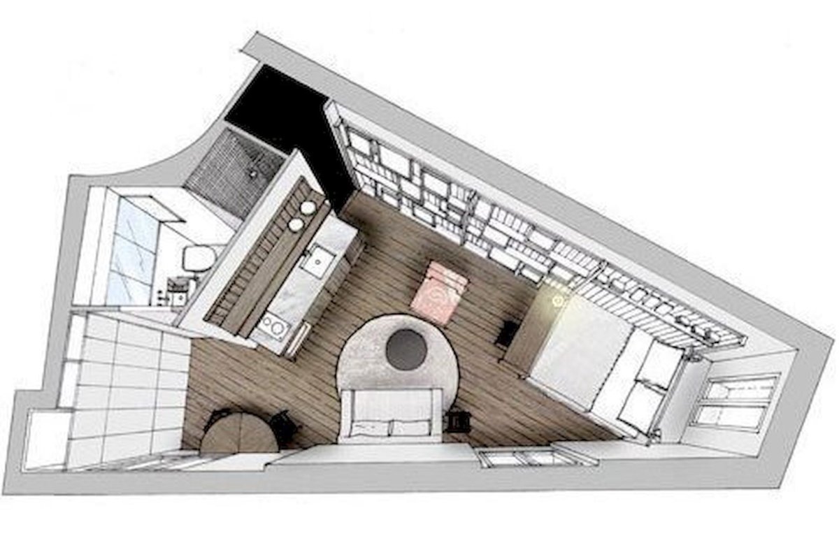 Треугольная комната планировка