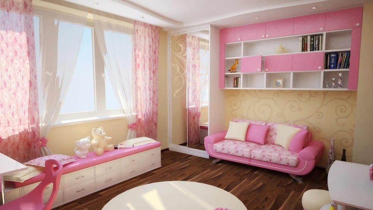 Интерьер детской для девочки 16кв