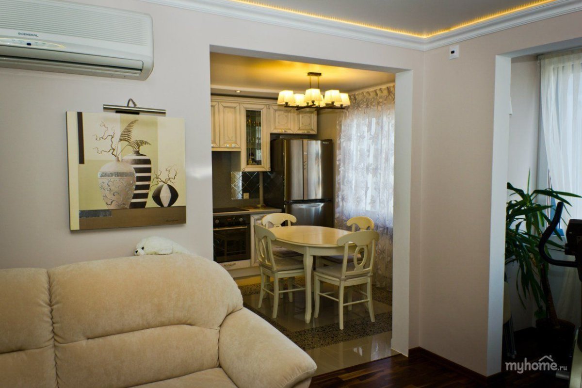 Проем между кухней и гостиной в хрущевке