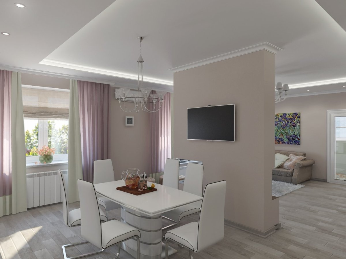 Интерьер квартиры в светлых тонах трехкомнатная