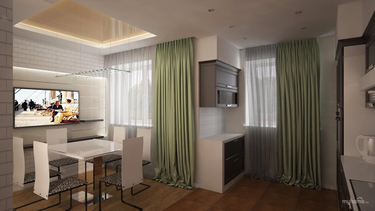 Объединение кухни и гостиной