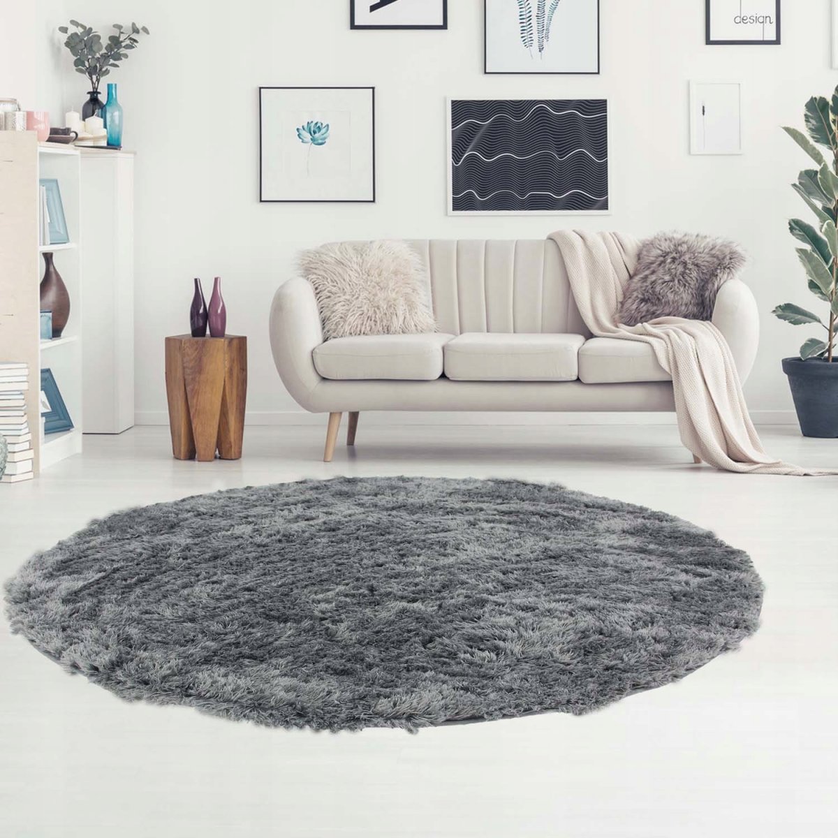 Ковер круглый темно серый