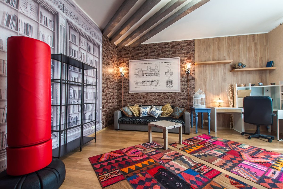 Ковер в стиле лофт в интерьере