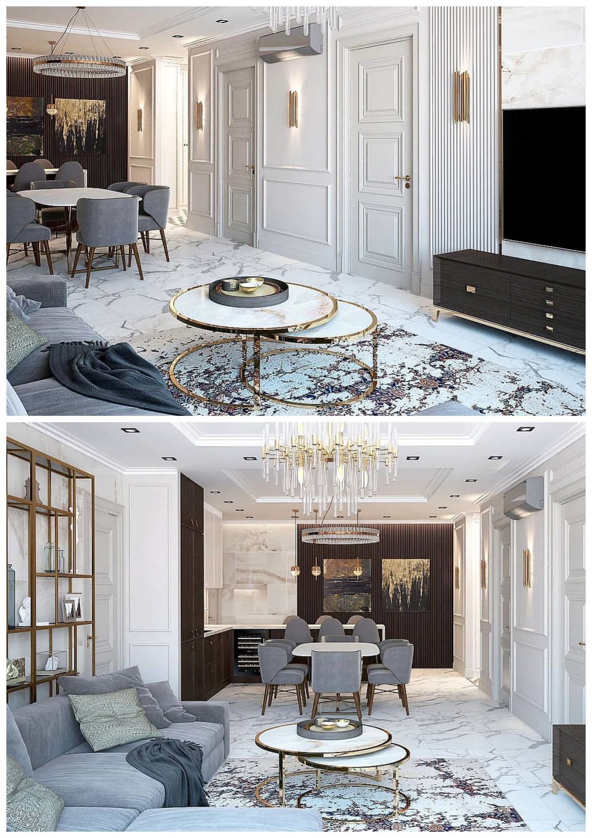 Гостиная с мраморными вставками