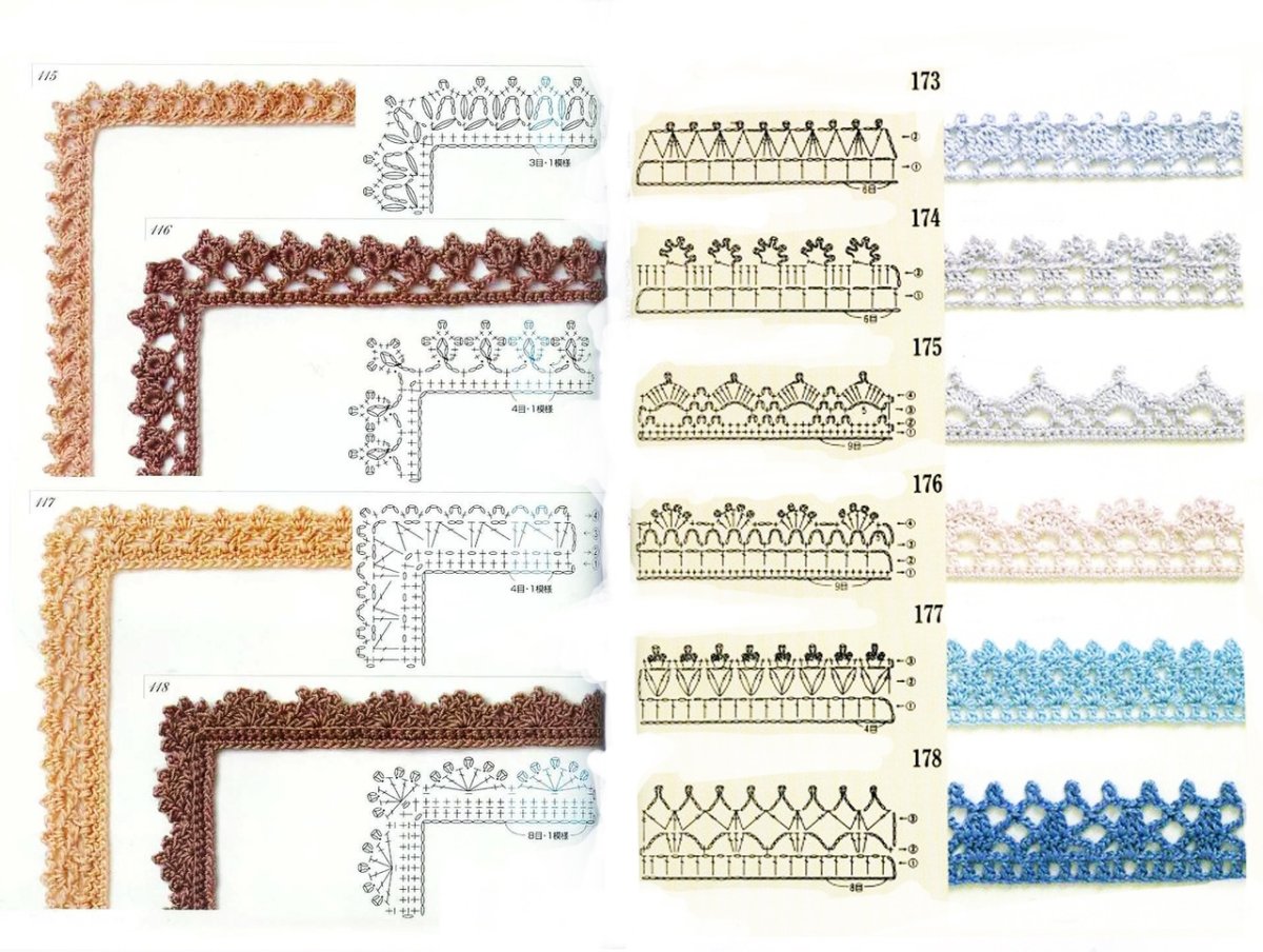 Узкая кайма крючком схемы