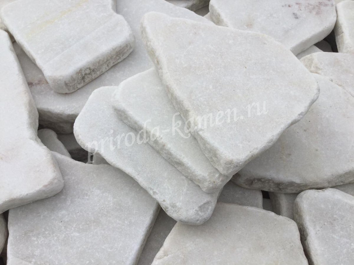 Плитняк белый мраморный галтованный