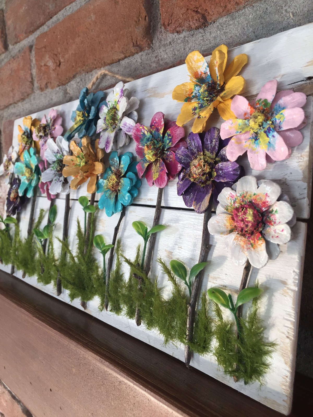 Панно Цветочная Поляна из природного материала