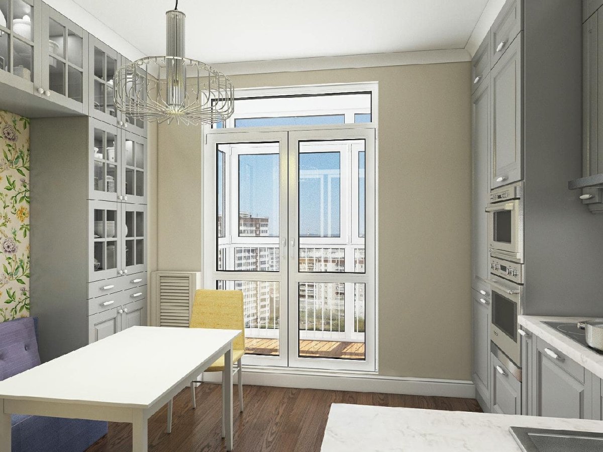 Окно с балконом на кухне