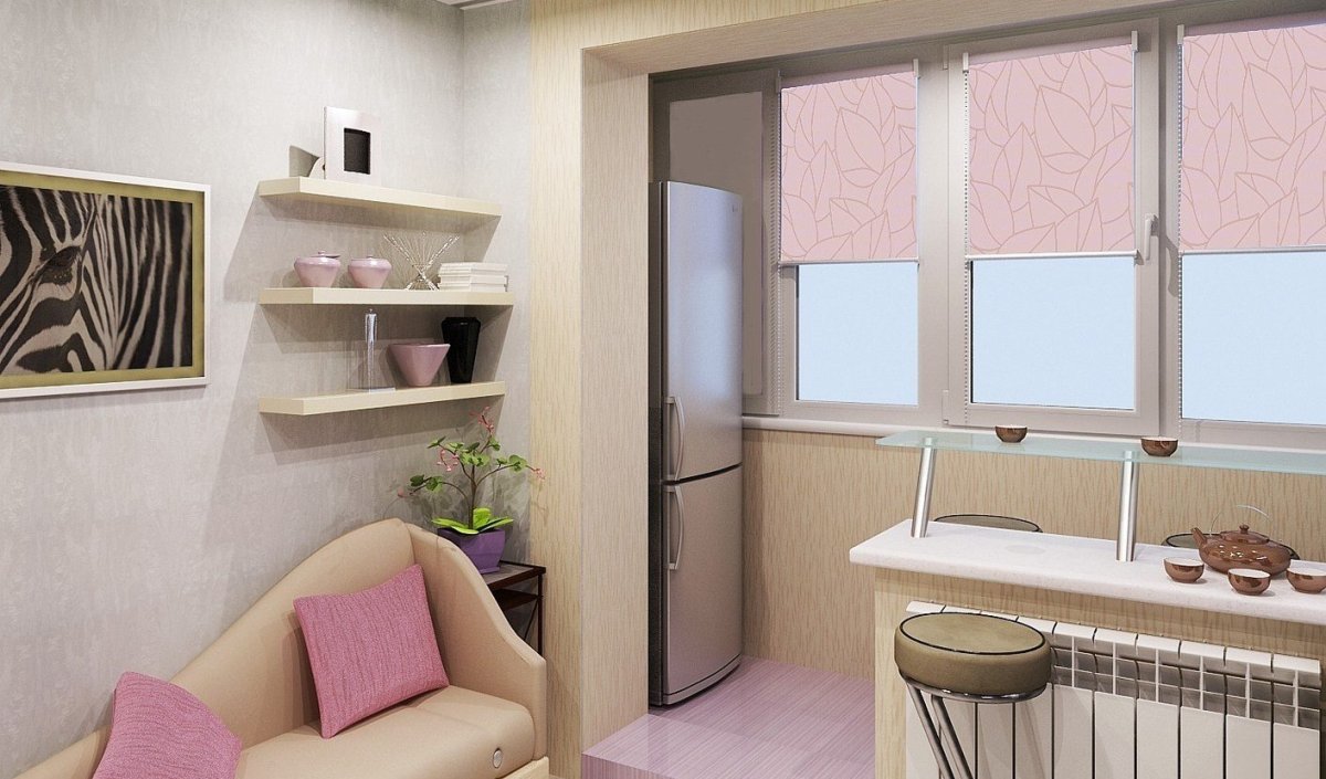 Кухня совмещенная с балконом