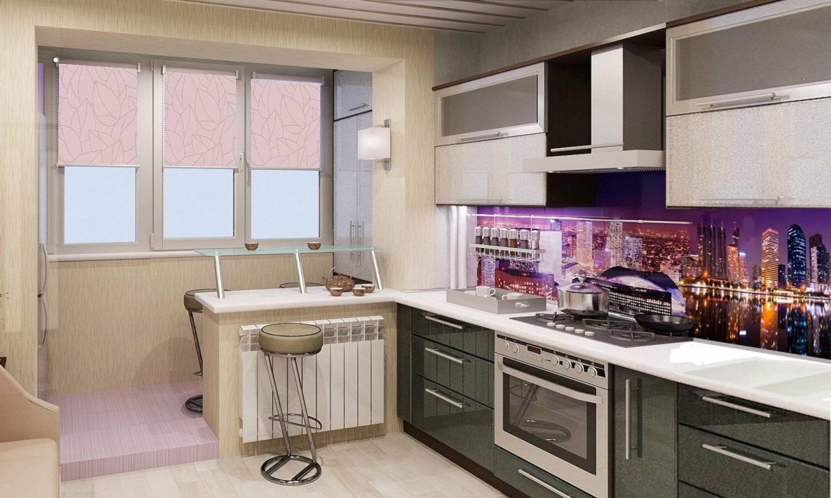 Кухня совмещенная с балконом