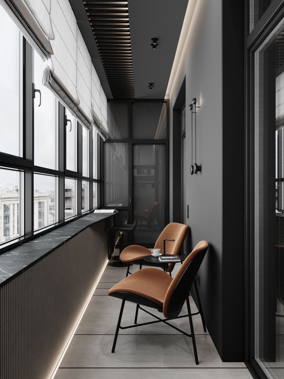 Лоджия в темных тонах