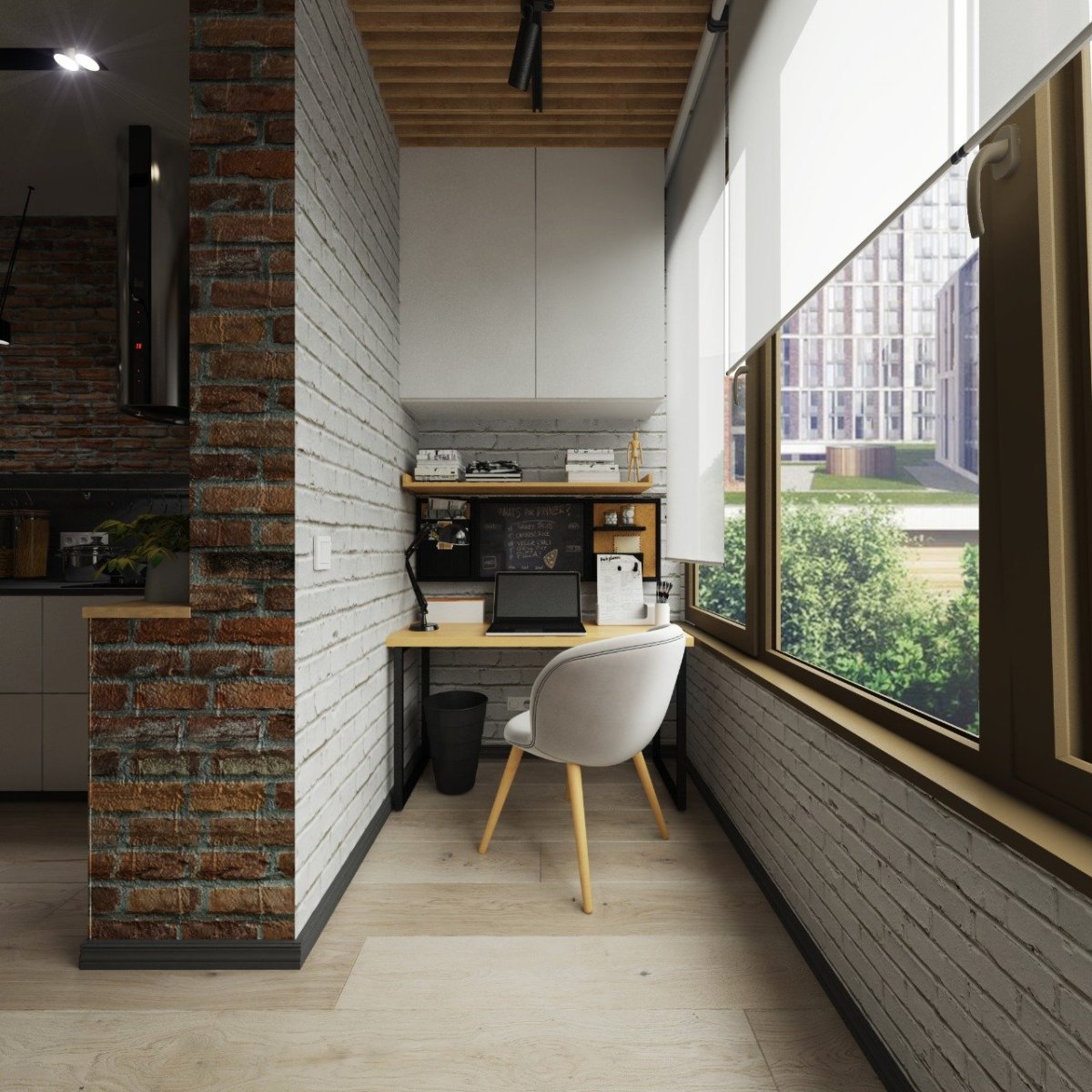 Лоджия кабинет в стиле лофт