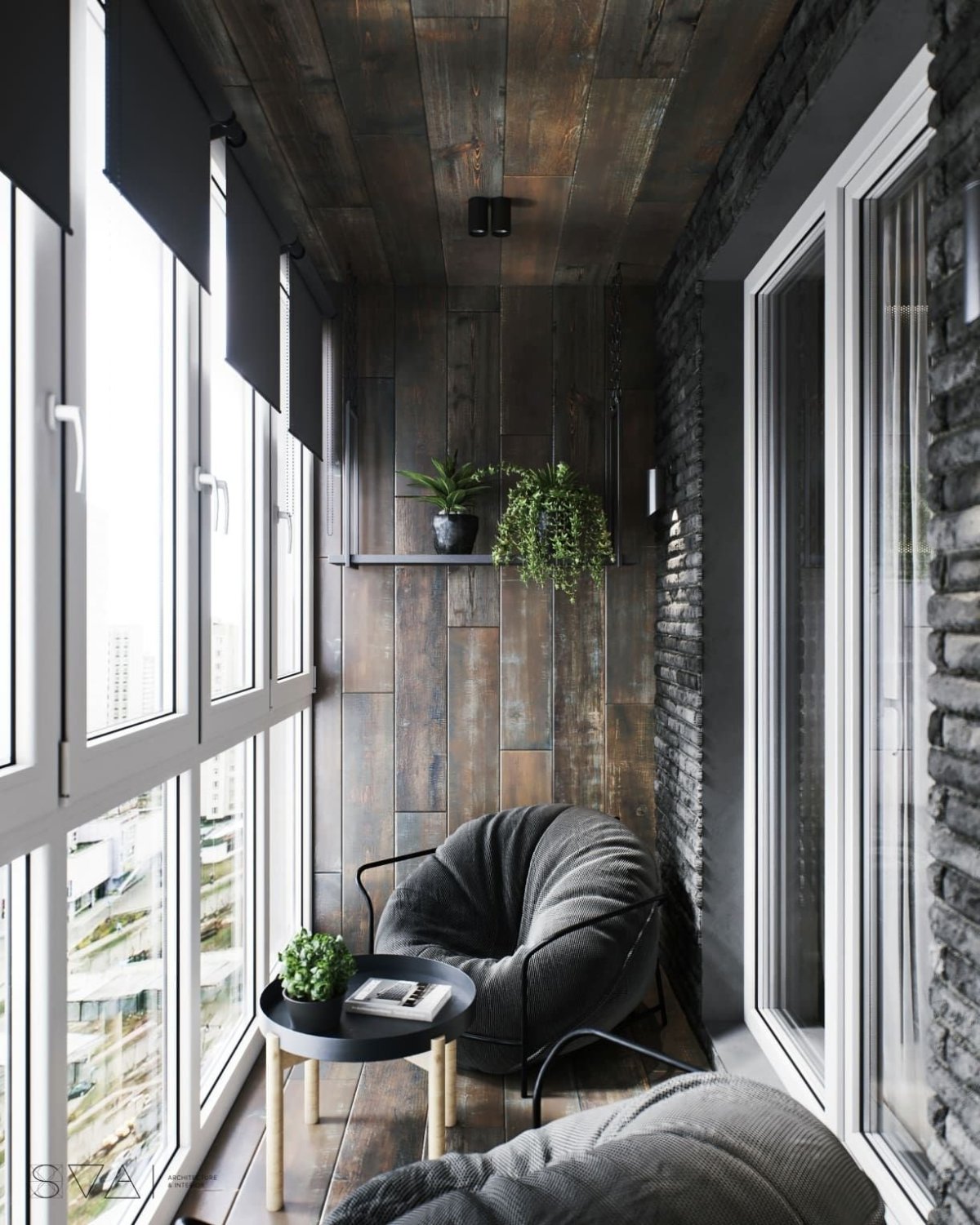 Потолок на балконе в стиле лофт