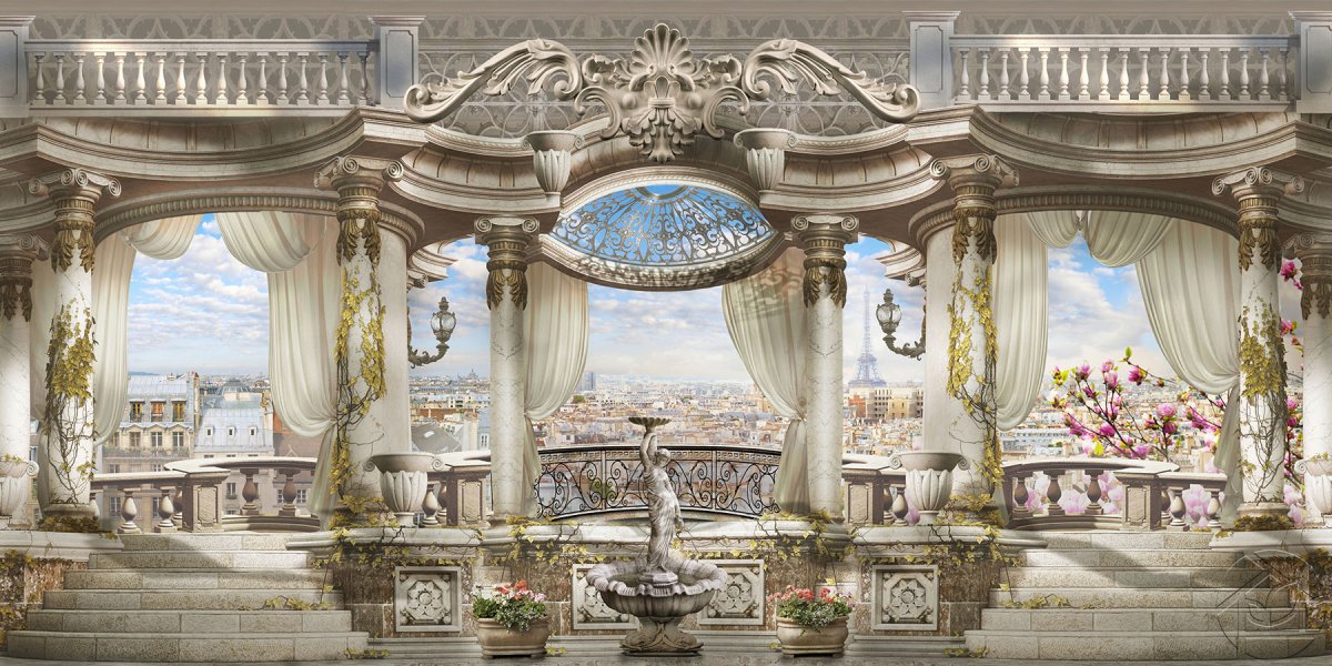 Фреска с колоннами