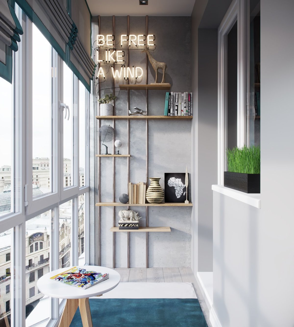 Книжный стеллаж на балконе